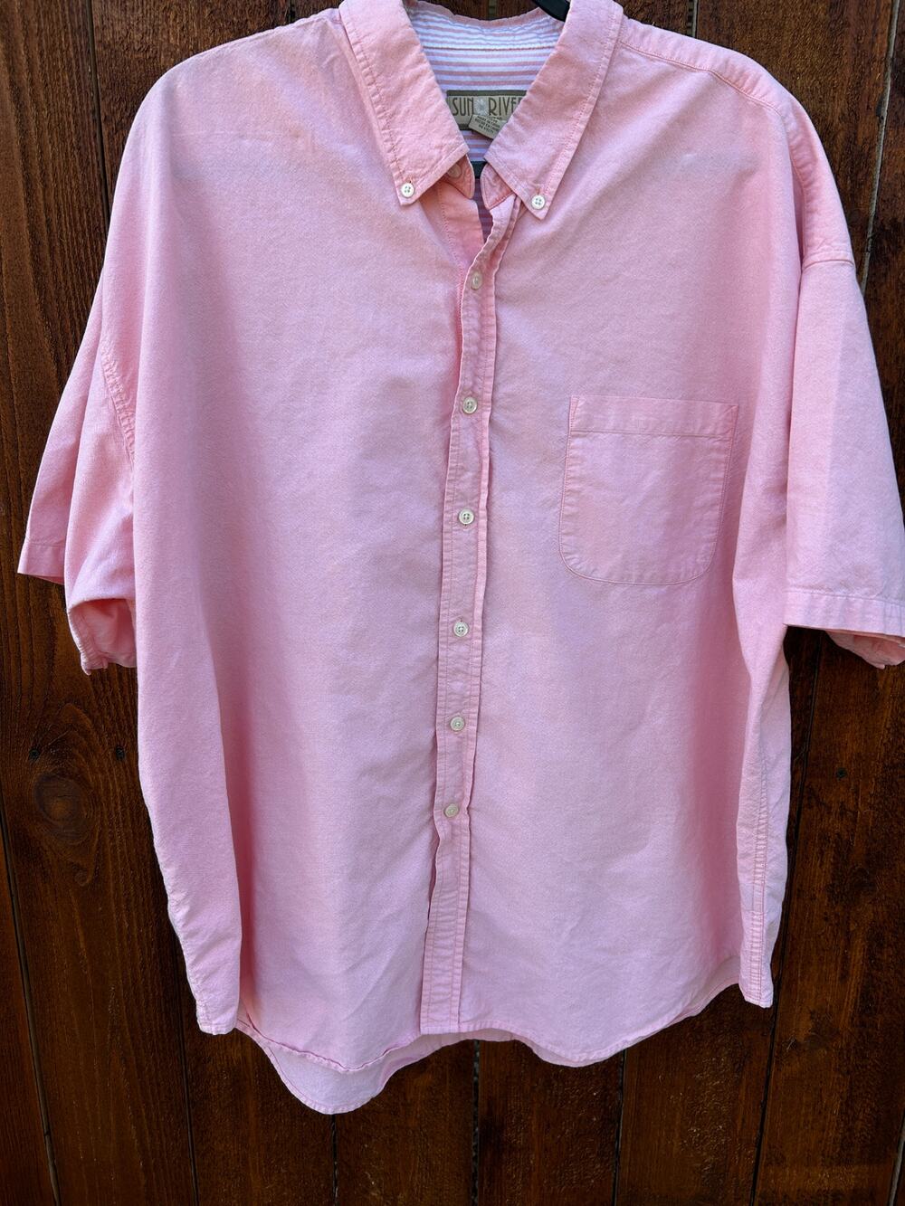 Sun River Men XXL Peach Orange 100% Cotton Button Down Shirt